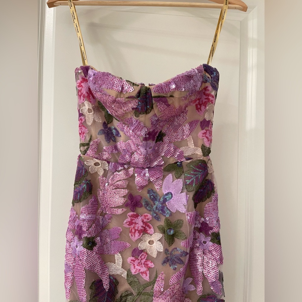 NWOT BRONX AND BANCO Dahlia Strapless Floral-Embroidered Sequin Gown - Picture 16 of 16